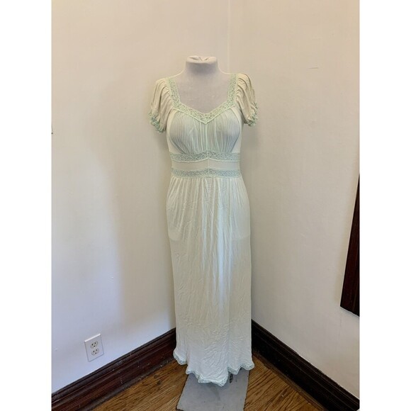 Charmode Mint Green VTG 60s Coquette Milkmaid Babydoll Fairy Nightgown Sleeve 34 - Picture 3 of 16